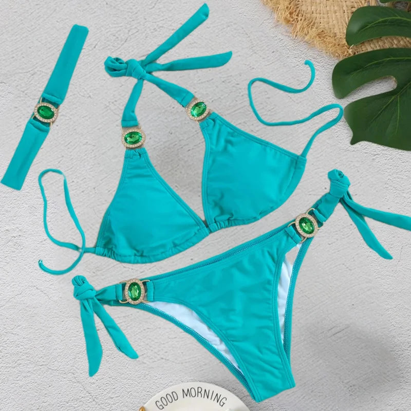Sexy Bikinis 2026 Swimsuits with Rhinestones Women'S Swimwear Female Push up Bikini Beach Swim Wear Bathing Suits Pool Bather