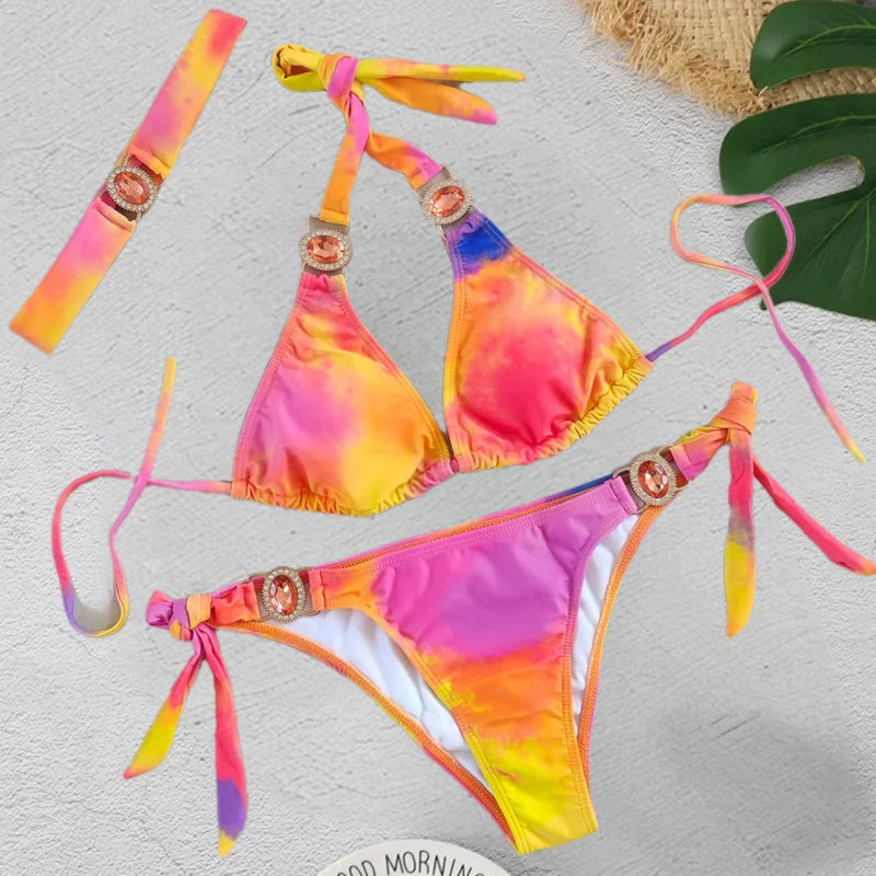 Sexy Bikinis 2026 Swimsuits with Rhinestones Women'S Swimwear Female Push up Bikini Beach Swim Wear Bathing Suits Pool Bather