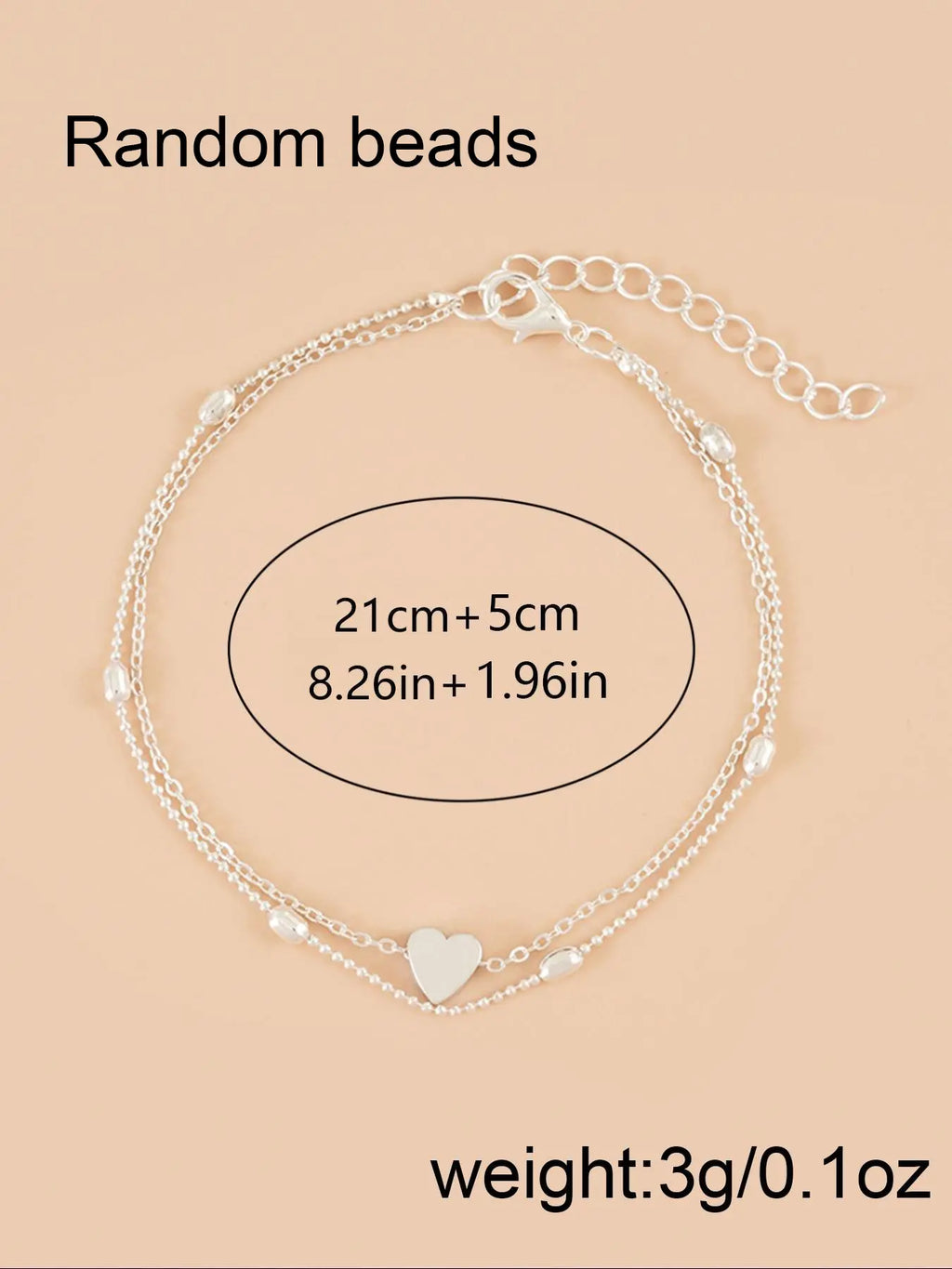 Women'S Heart Decorated Double Layered Anklet, Simple Heart Shaped Holiday Beach Style Multilayer Anklet, All-Match Body Jewelry for Women, Fashion Accessories